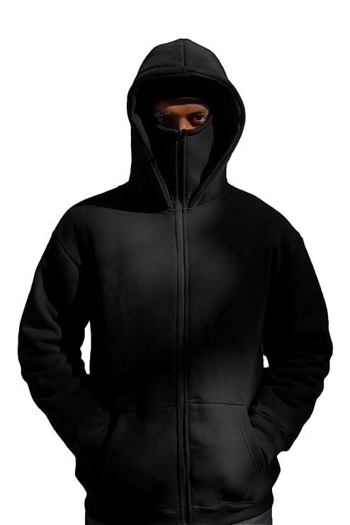 Men's Full Sleeves Zipper Hoodie with Mask